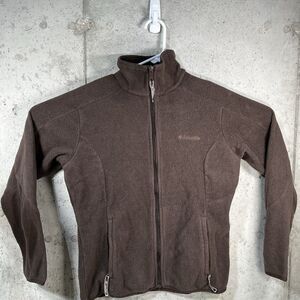 Columbia Womens Large Brown Quarter Zip Fleece Mock Neck Sweater Jacket
